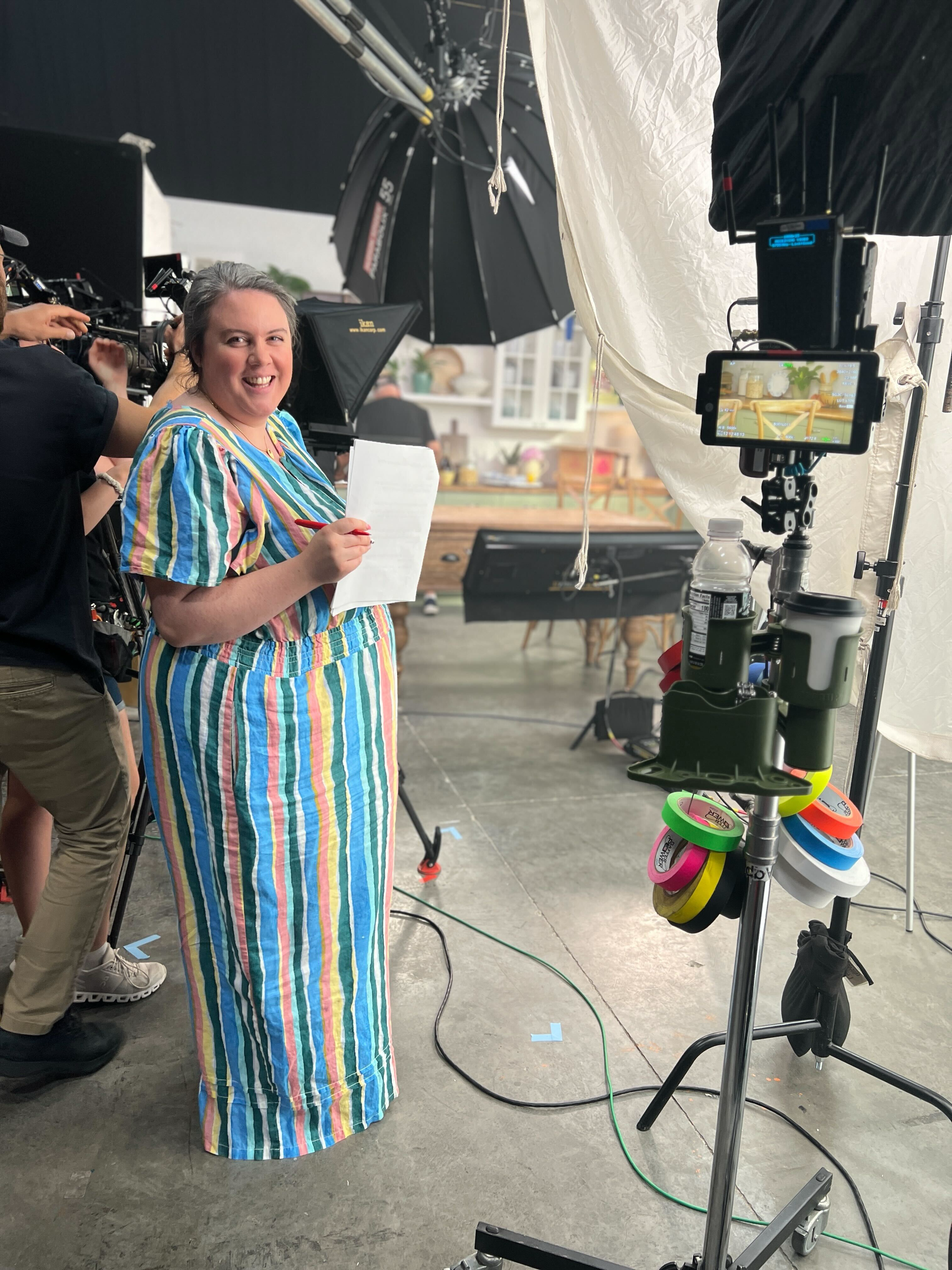 Rebecca Russell on set